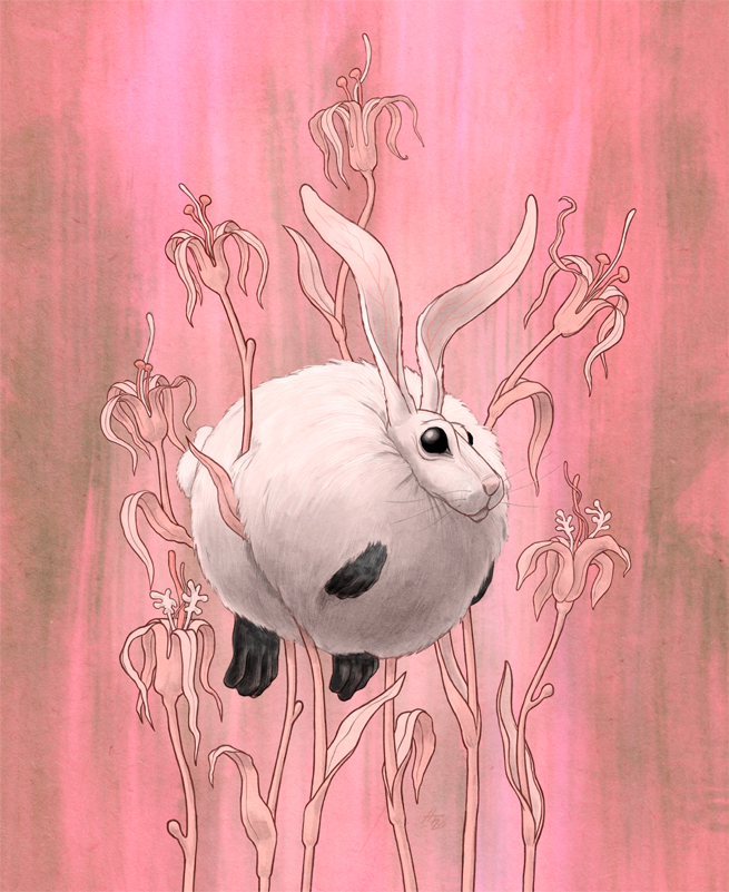 pink flowers rabbit